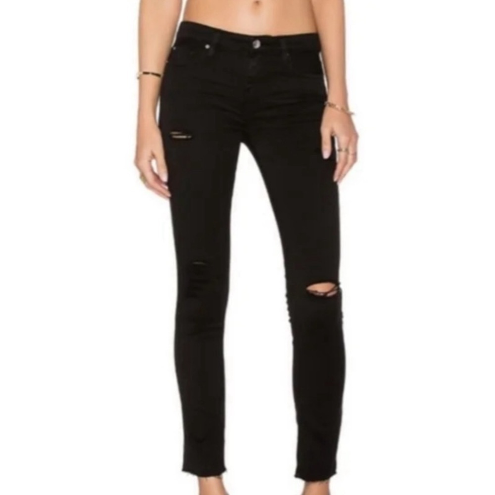IRO JEANS Ajuste Distressed Cropped Skinny Jeans in Black